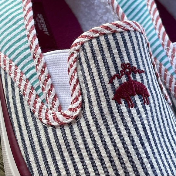 Brooks Brothers + Sperry Striped Slip-On Shoes with Logo Mens 8 Womens 9.5 - Picture 8 of 9